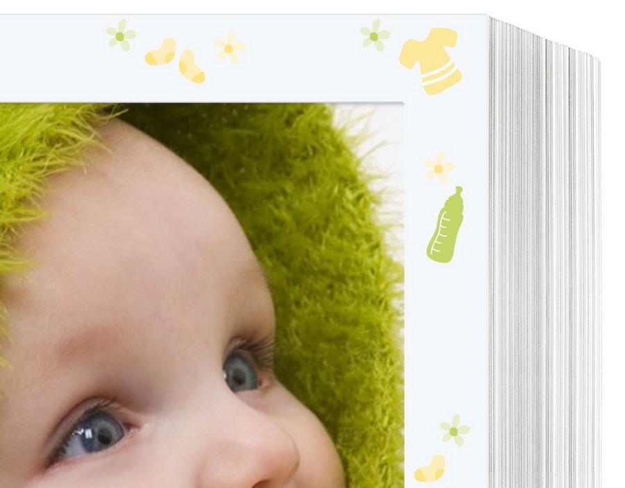 Endlosleporello für 13x18 cm - weiß - weiß mit 4-farbigem Druck Babysachen - 25 Teile