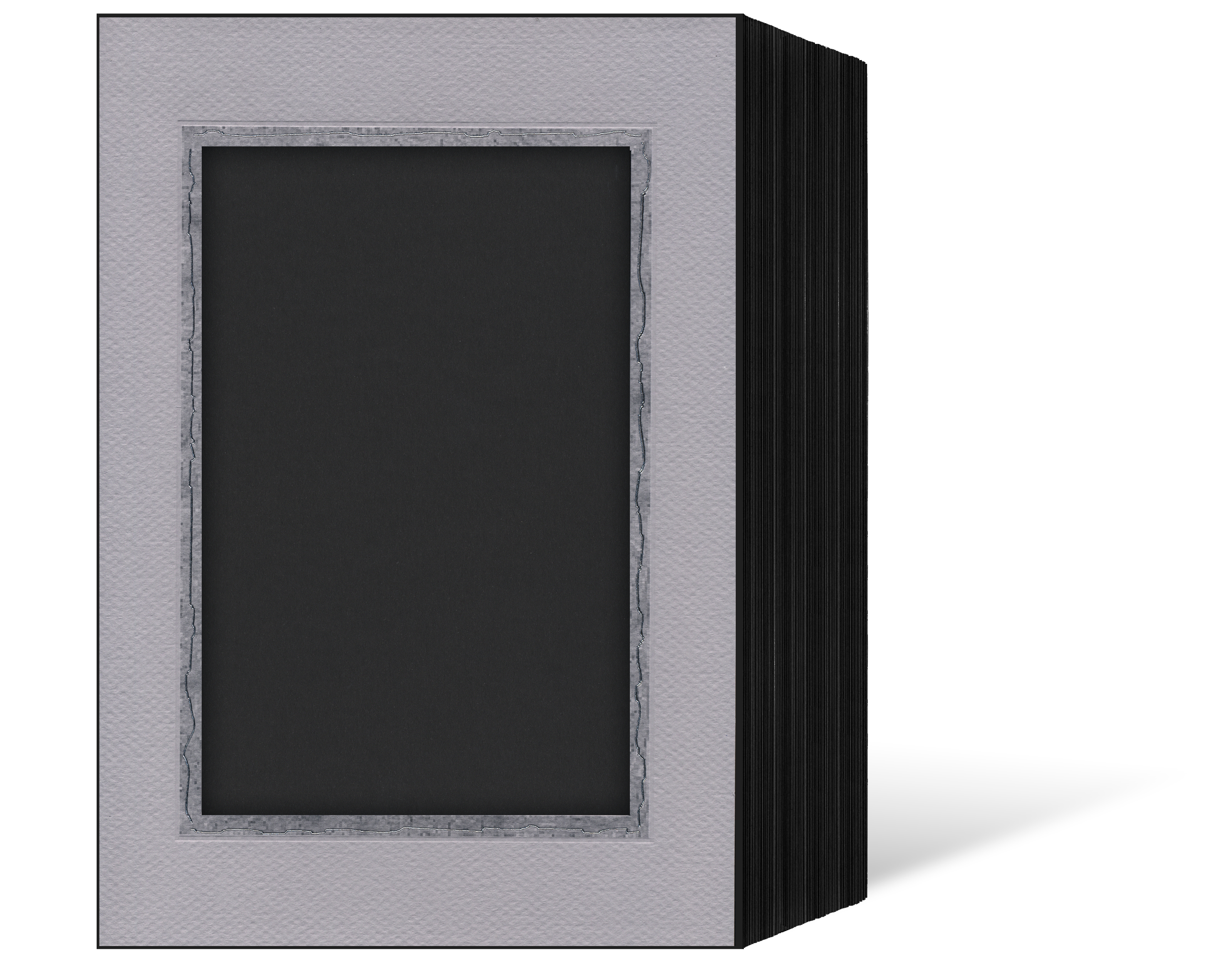 Endlosleporello für 13x18 cm - weiß - graue filzgeprägte Maske - Silberrand - 100 Teile