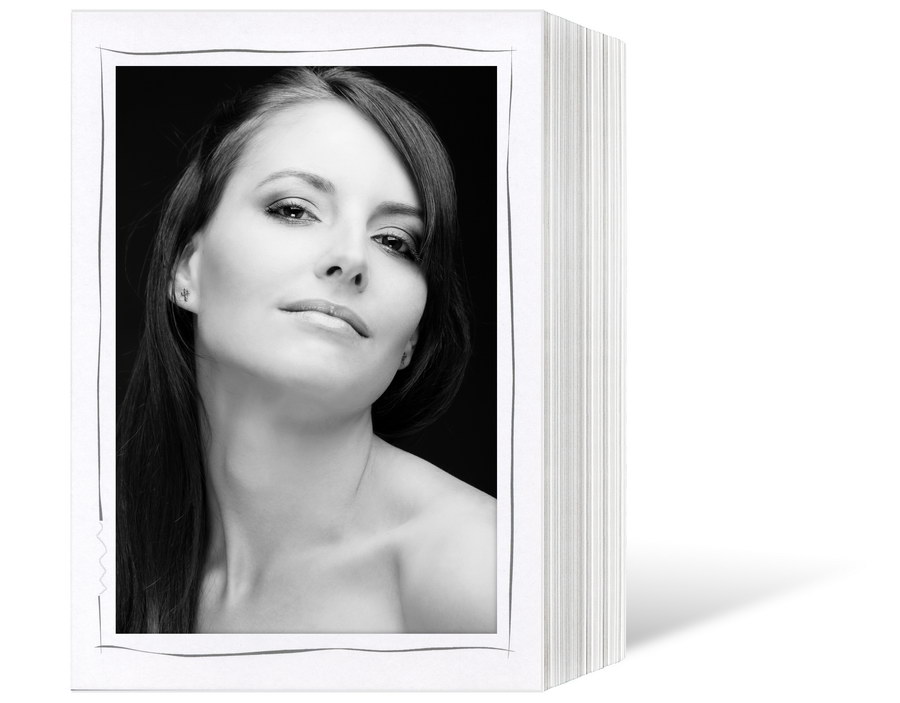 Endlosleporello für 13x18 cm - weiß - weiß matte Maske - grauer Tuscherand - 50 Teile