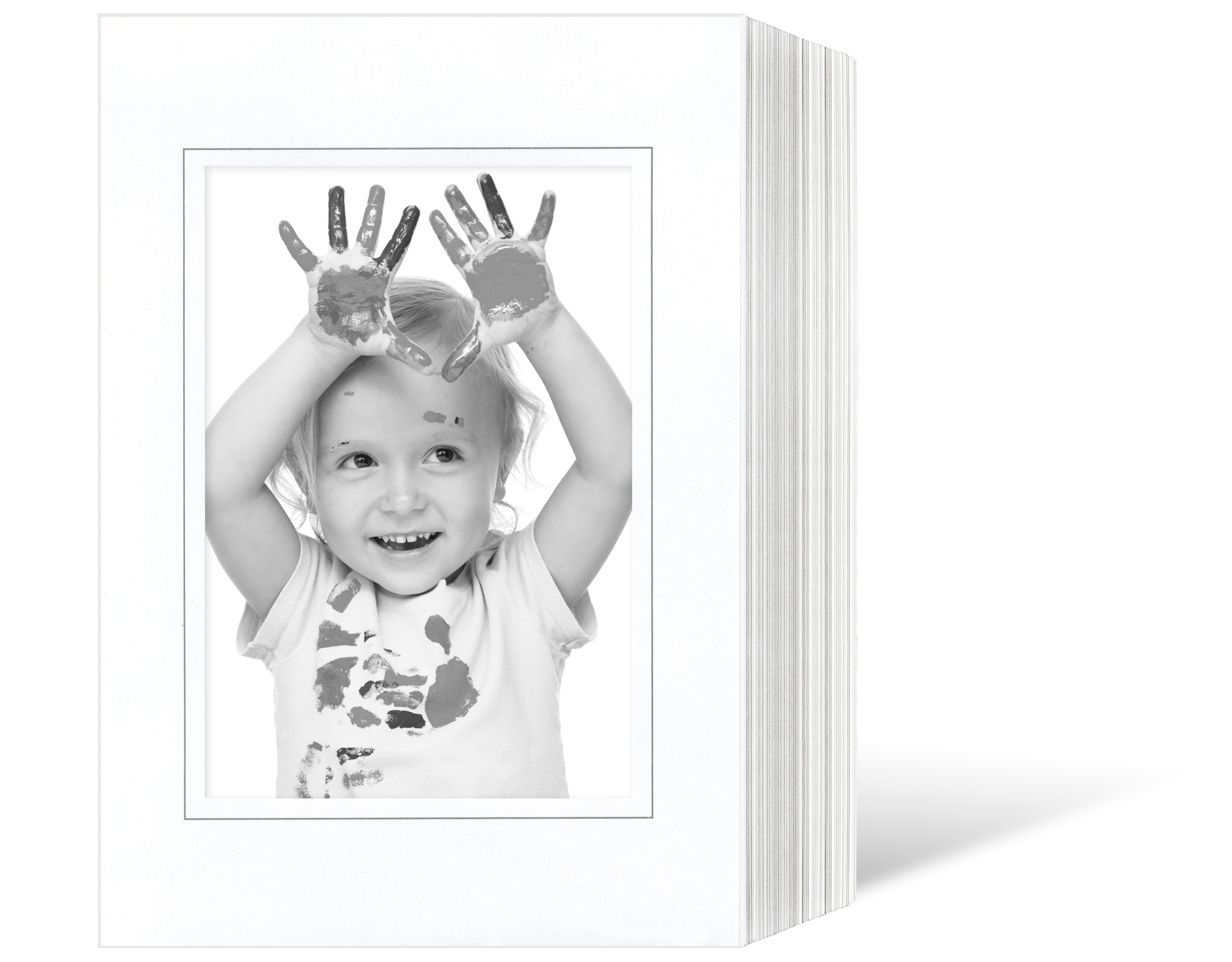 Endlosleporello  für 18x24 cm - weiß - weiße glänzende Maske - grauer Rand - 50 Teile