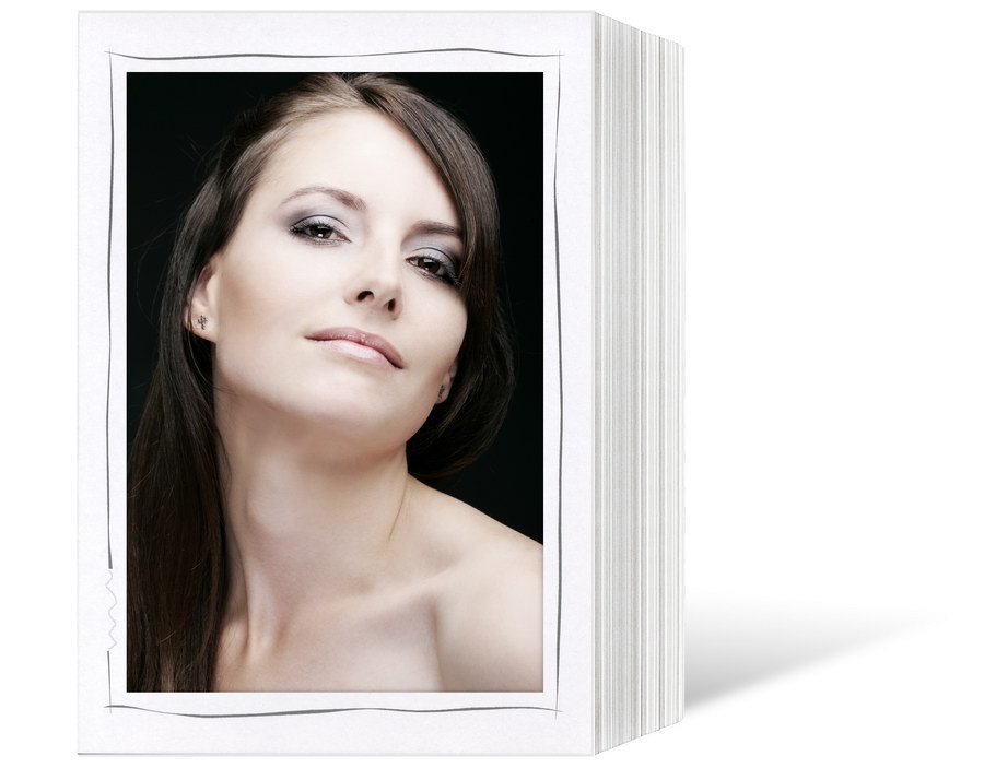 Endlosleporello für 13x18 cm - weiß - weiß matte Maske - grauer Tuscherand - 25 Teile