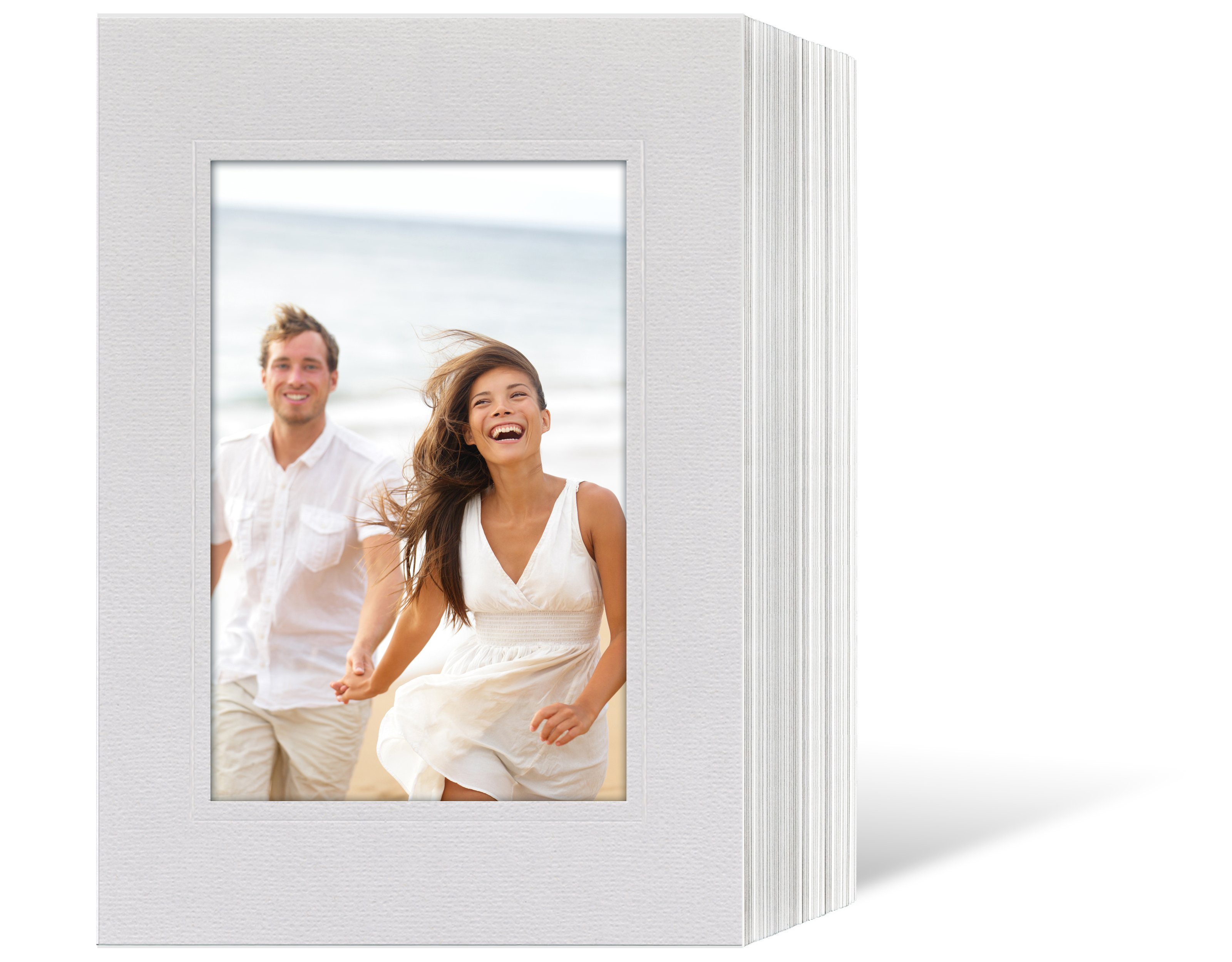Endlosleporello für 13x18 cm - weiß - graue filzgeprägte Maske - Blindprägung - 50 Teile