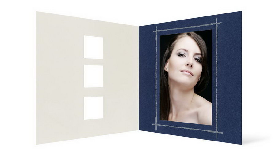 Grußkarte Transparent für 9x13 cm Hochformat - 3 Ausschnitte - blau - neutral
