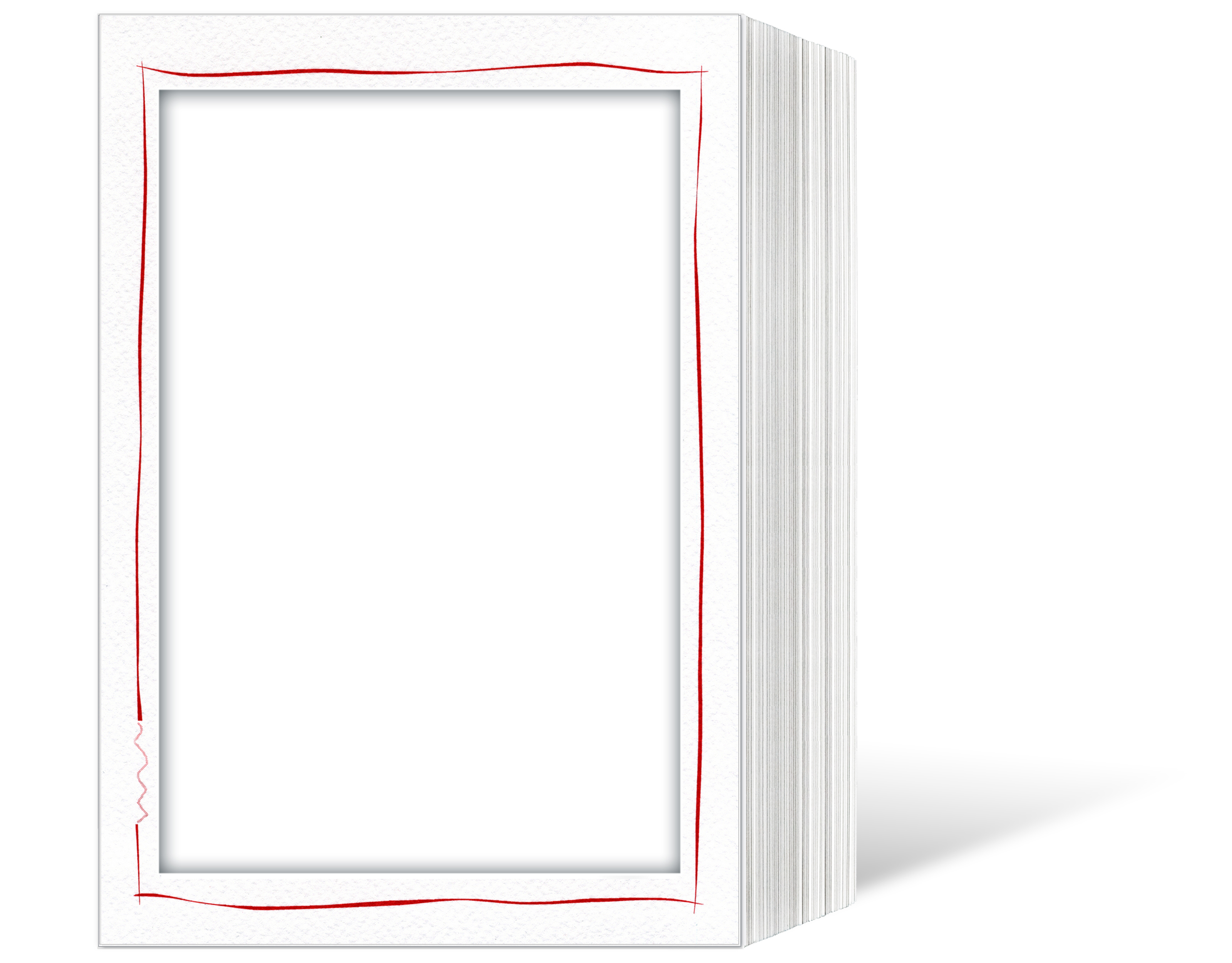 Endlosleporello für 13x18 cm - weiß - weiße filzgeprägte Maske - roter Rand - 50 Teile