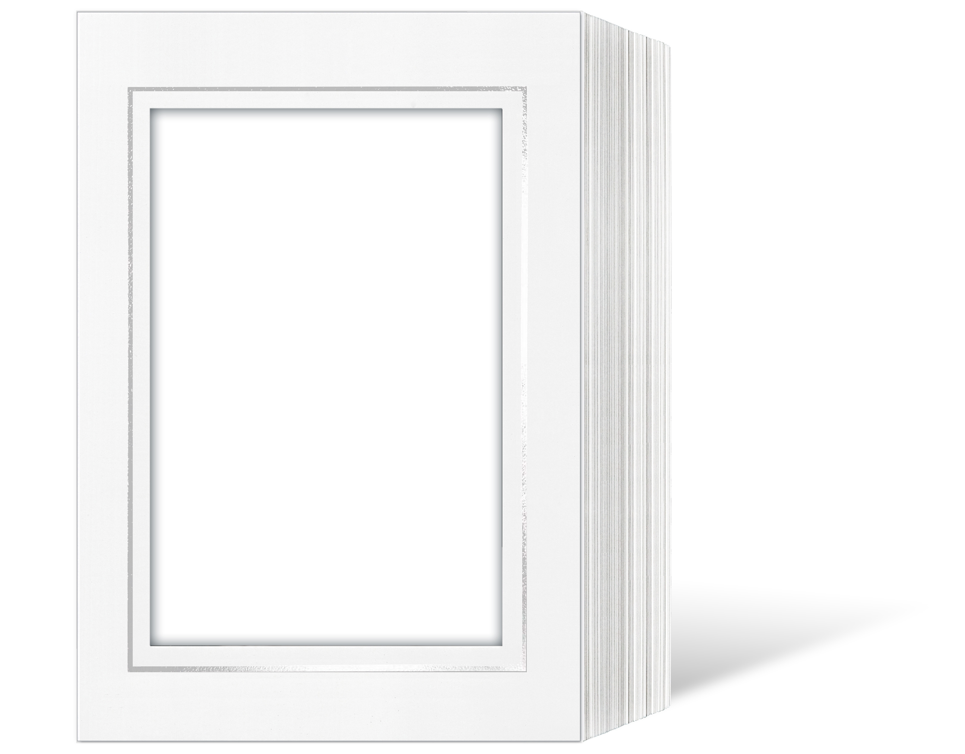 Endlosleporello für 13x18 cm - weiß - weiß glänzende Maske - geprägter Silberrand - 100 Teile