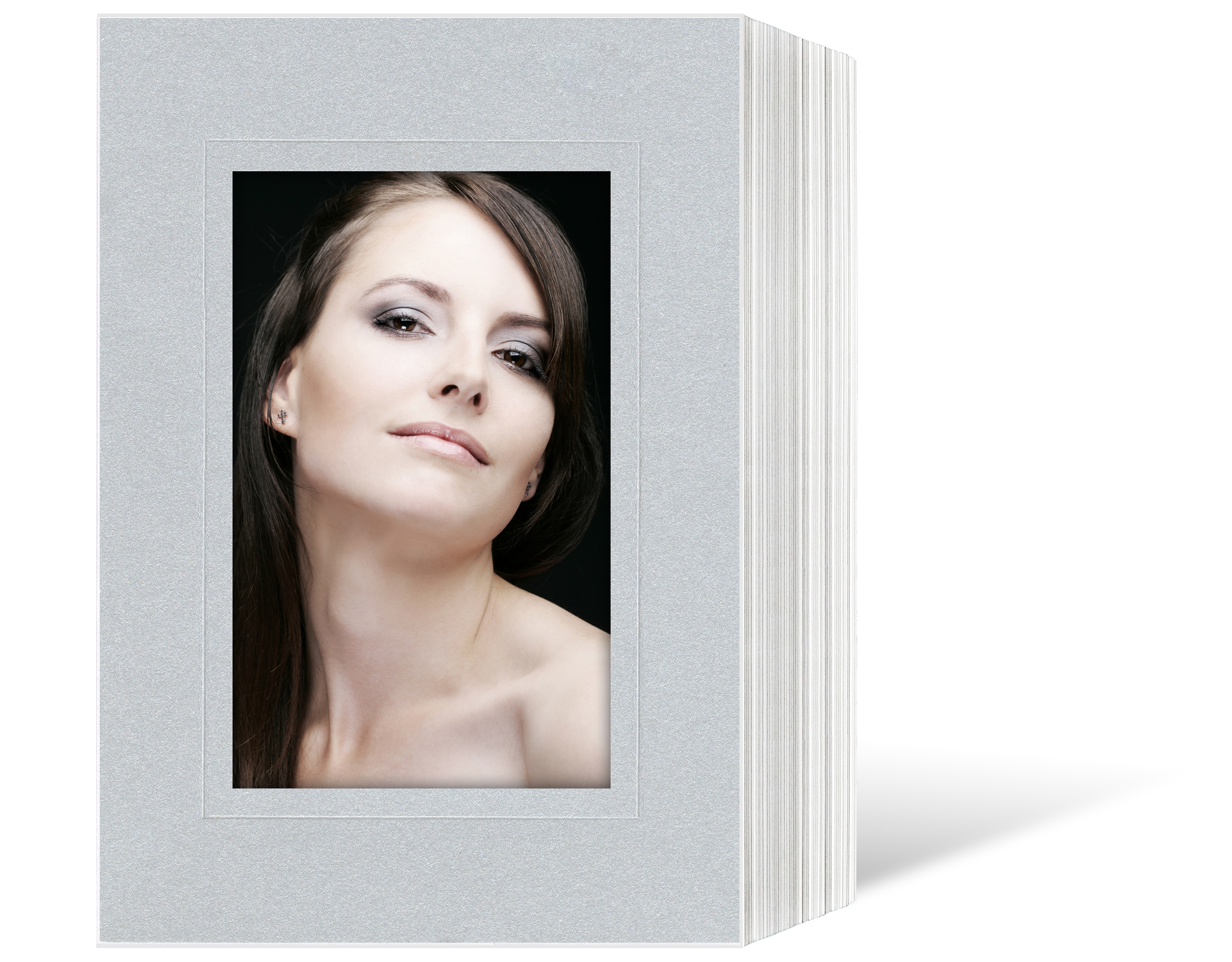 Endlosleporello für 10x15 cm - weiß - silber satinierte Maske - Blindprägung - 50 Teile