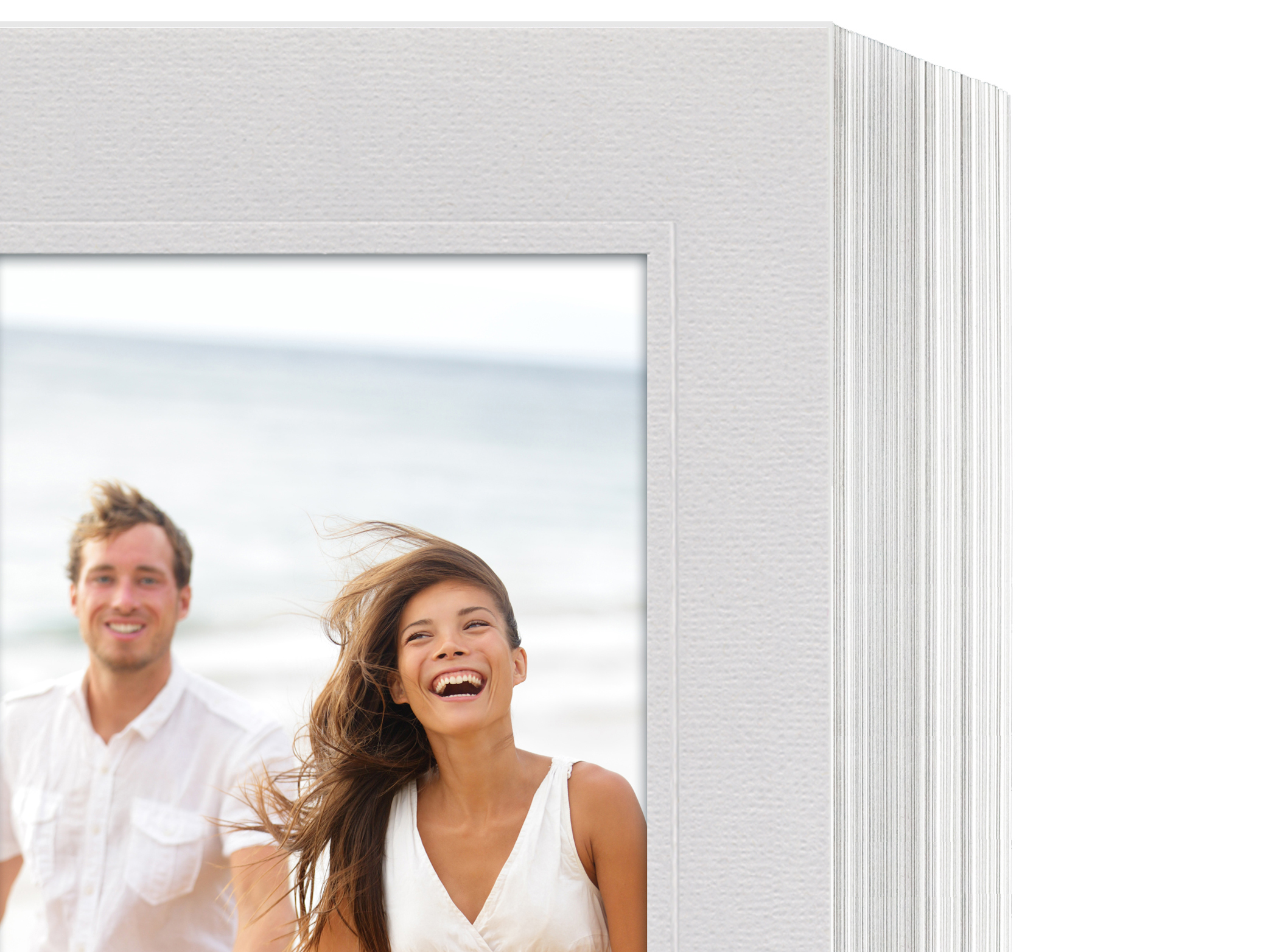 Endlosleporello für 13x18 cm - weiß - graue filzgeprägte Maske - Blindprägung - 50 Teile