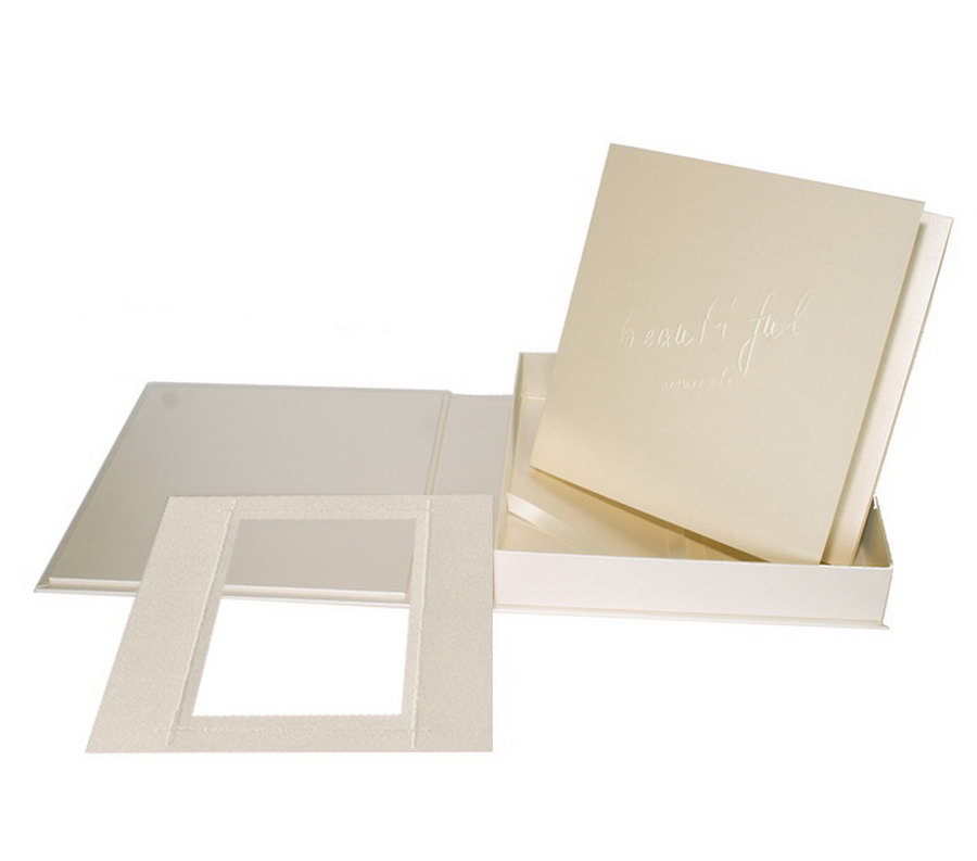 Komplettset "Deko" Fotobuch & -box 16x16 cm creme satiniertes Papier