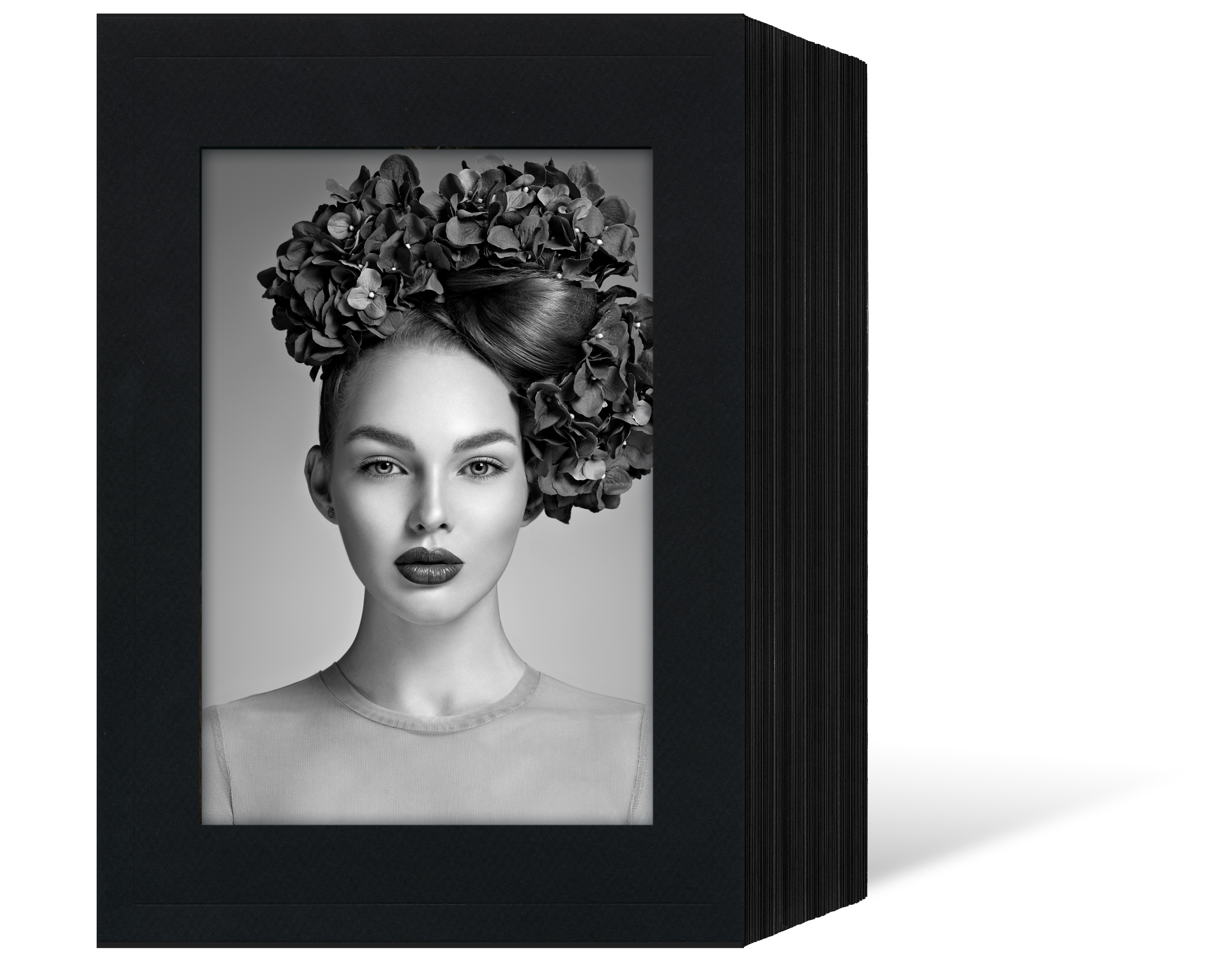 Endlosleporello für 13x18 cm - schwarz - schwarz filzgeprägte Maske - ohne Rand - 50 Teile