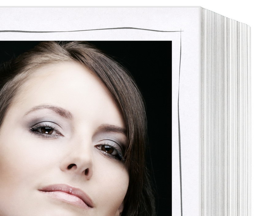 Endlosleporello für 13x18 cm - weiß - weiß matte Maske - grauer Tuscherand - 50 Teile