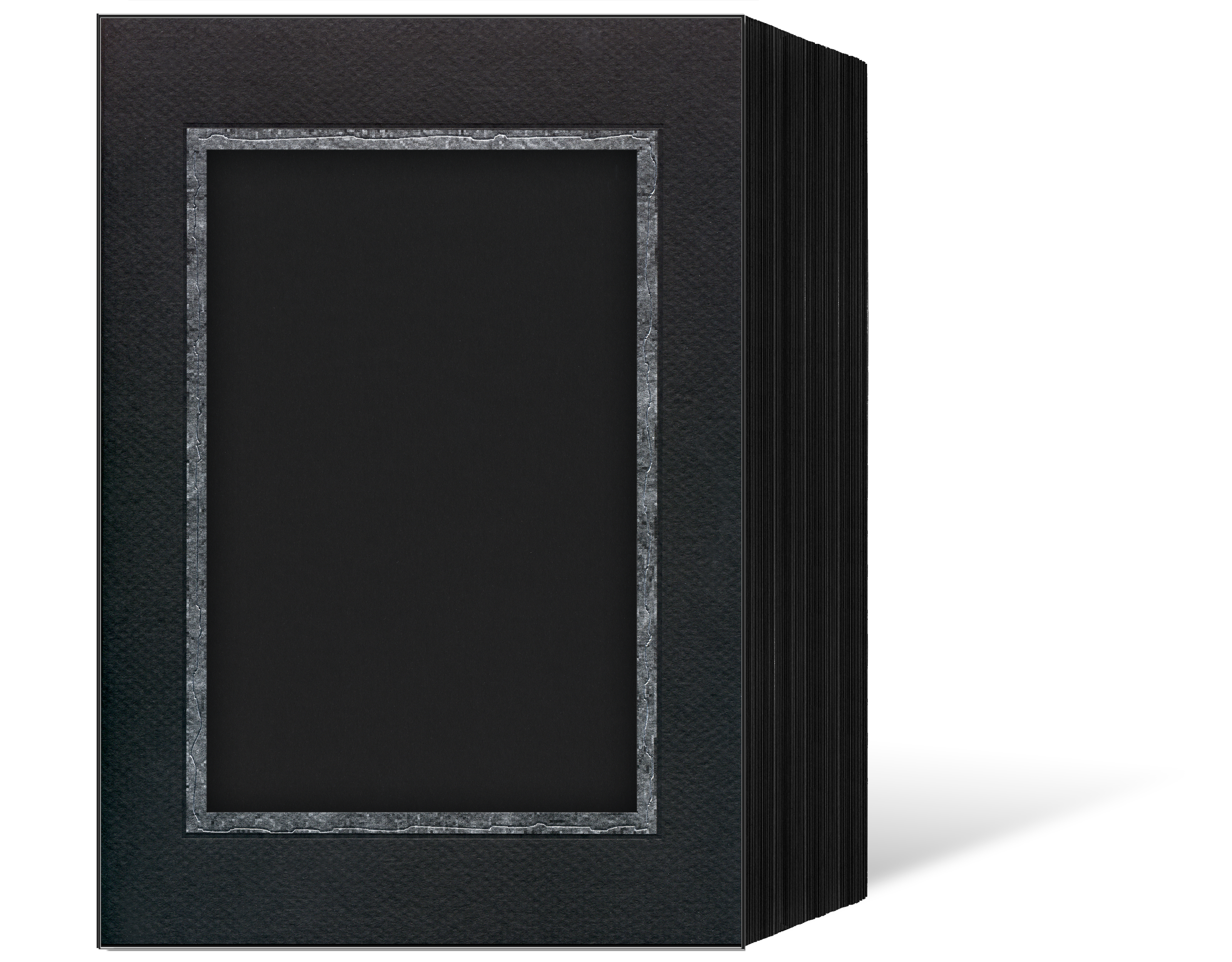 Endlosleporello für 13x18 cm - schwarz - schwarz filzgeprägte Maske - breiter Silberrand - 50 Teile