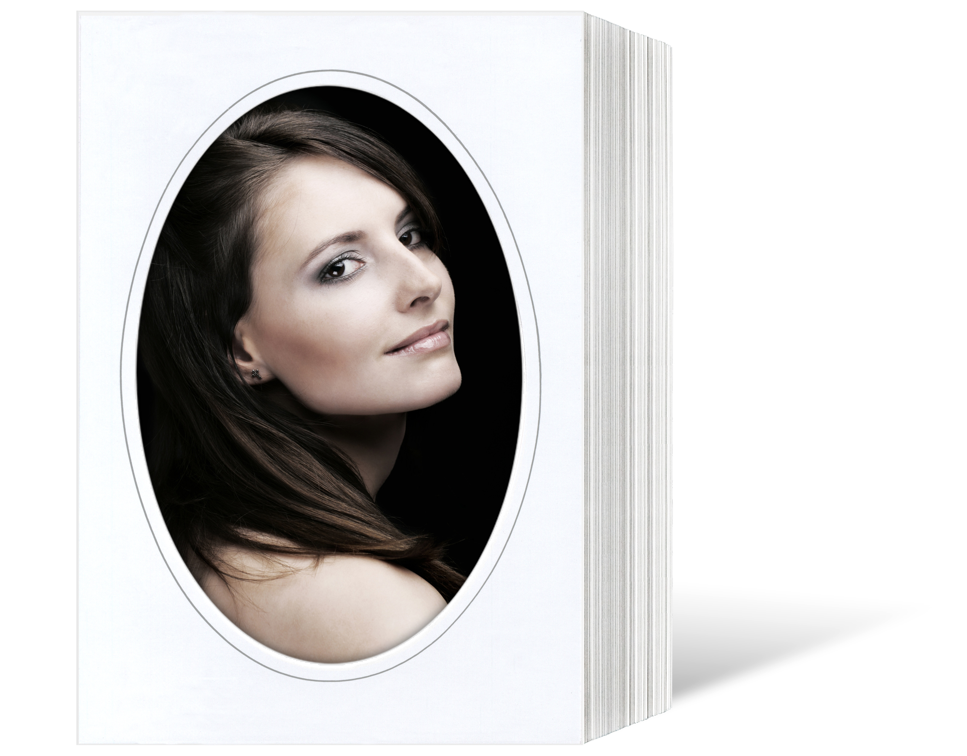 Endlosleporello  für 15x20 cm - weiß - weiße glänzende Maske - grauer Rand - eckig/oval - 50 Teile