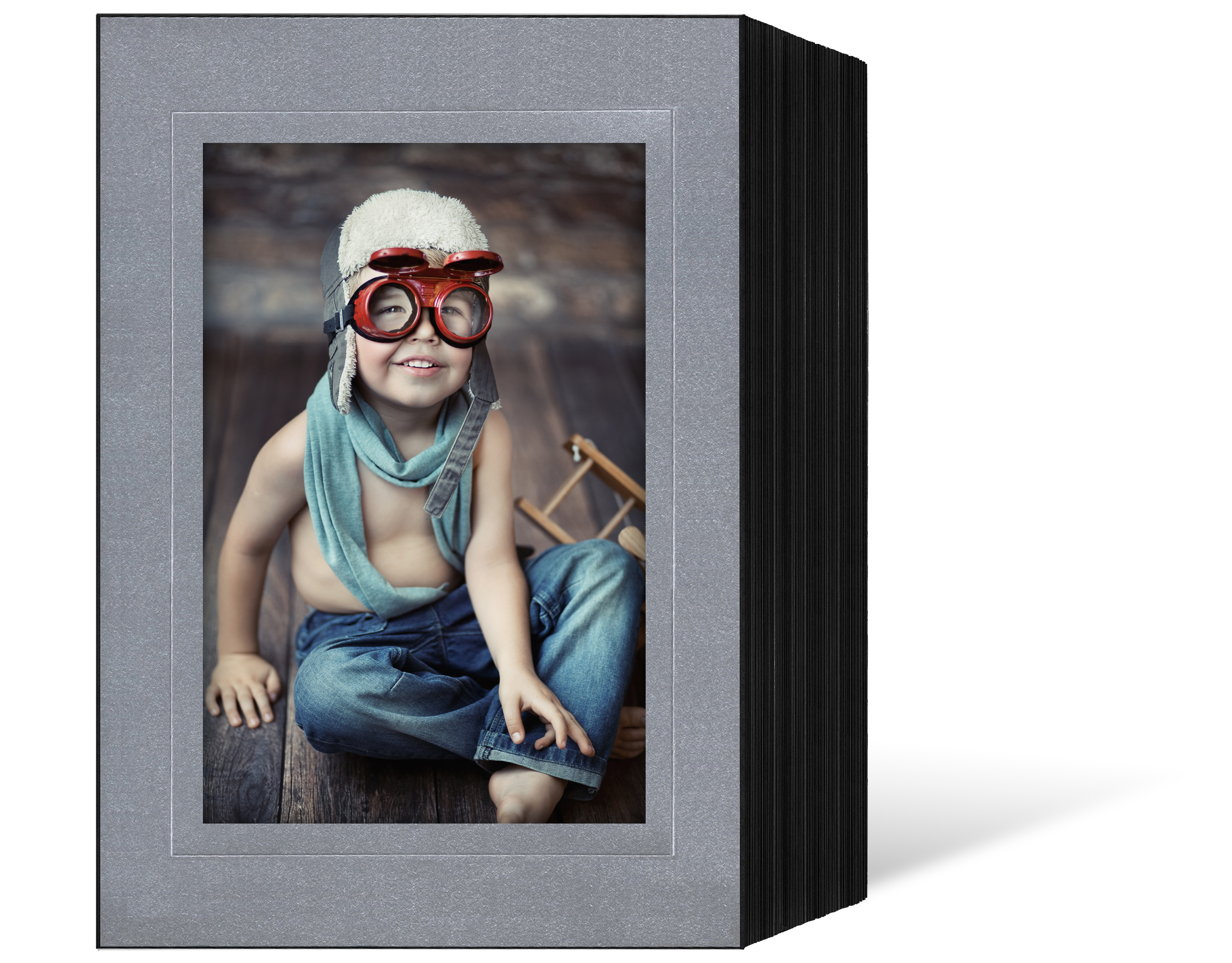 Endlosleporello für 13x18 cm - schwarz - silber satinierte Maske - Blindprägung -100 Teile