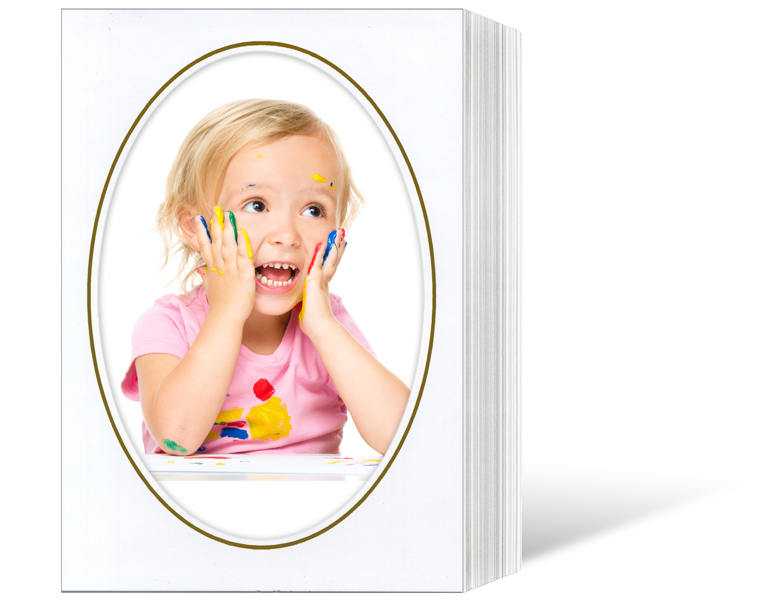 Endlosleporello für 13x18 cm - weiß - weiß glänzende Maske - geprägter Goldrand - eckig/oval - 50 Teile