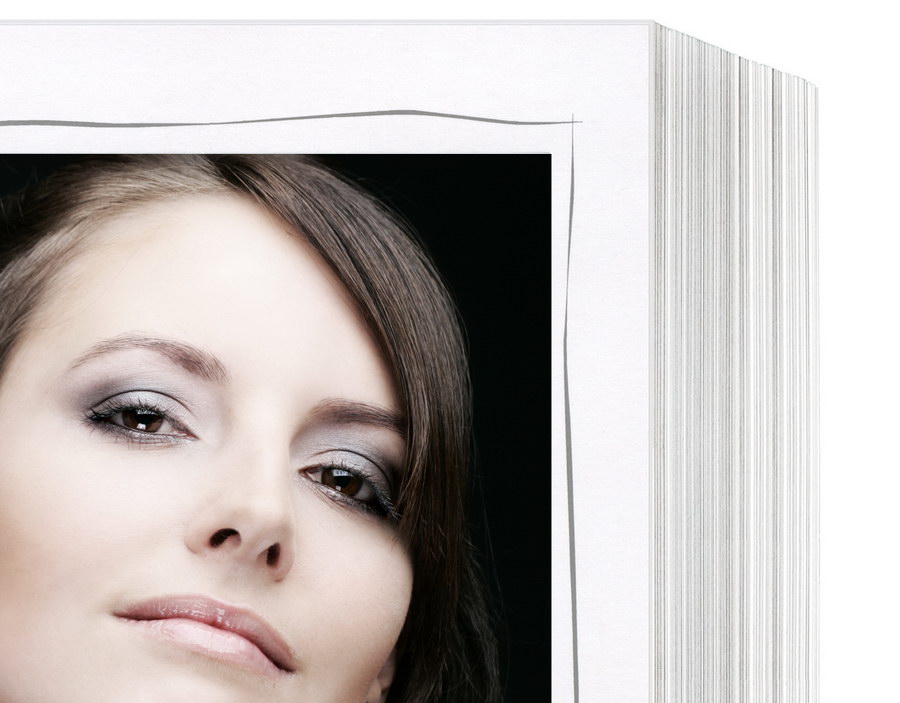 Endlosleporello  für 15x20 cm - weiß - weiße matte Maske - grauer Tuscherand - 25 Teile