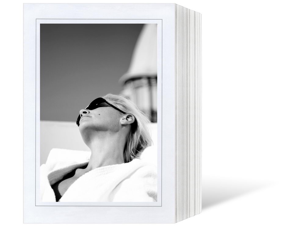 Endlosleporello  für 20x30 cm - weiß - weiße glänzende Maske - grauer Rand - 50 Teile