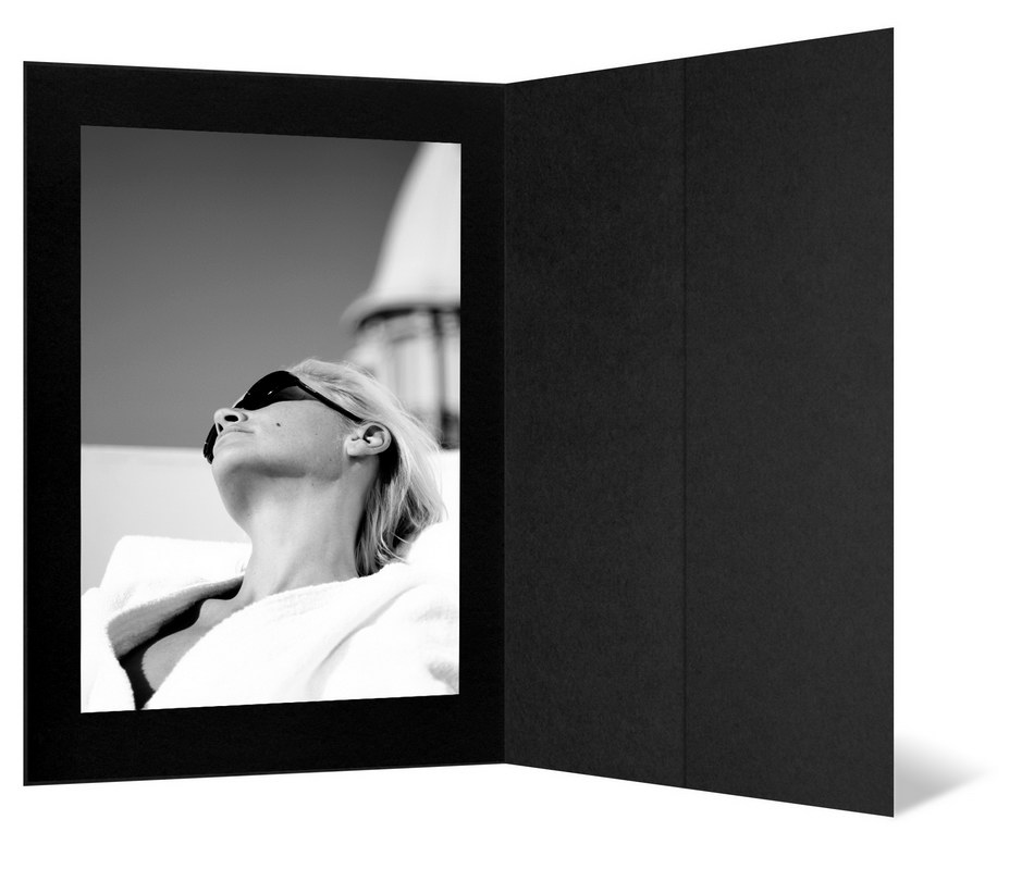 Portraitmappe mit Tasche für 20x28 cm - schwarz matt - ohne Rand