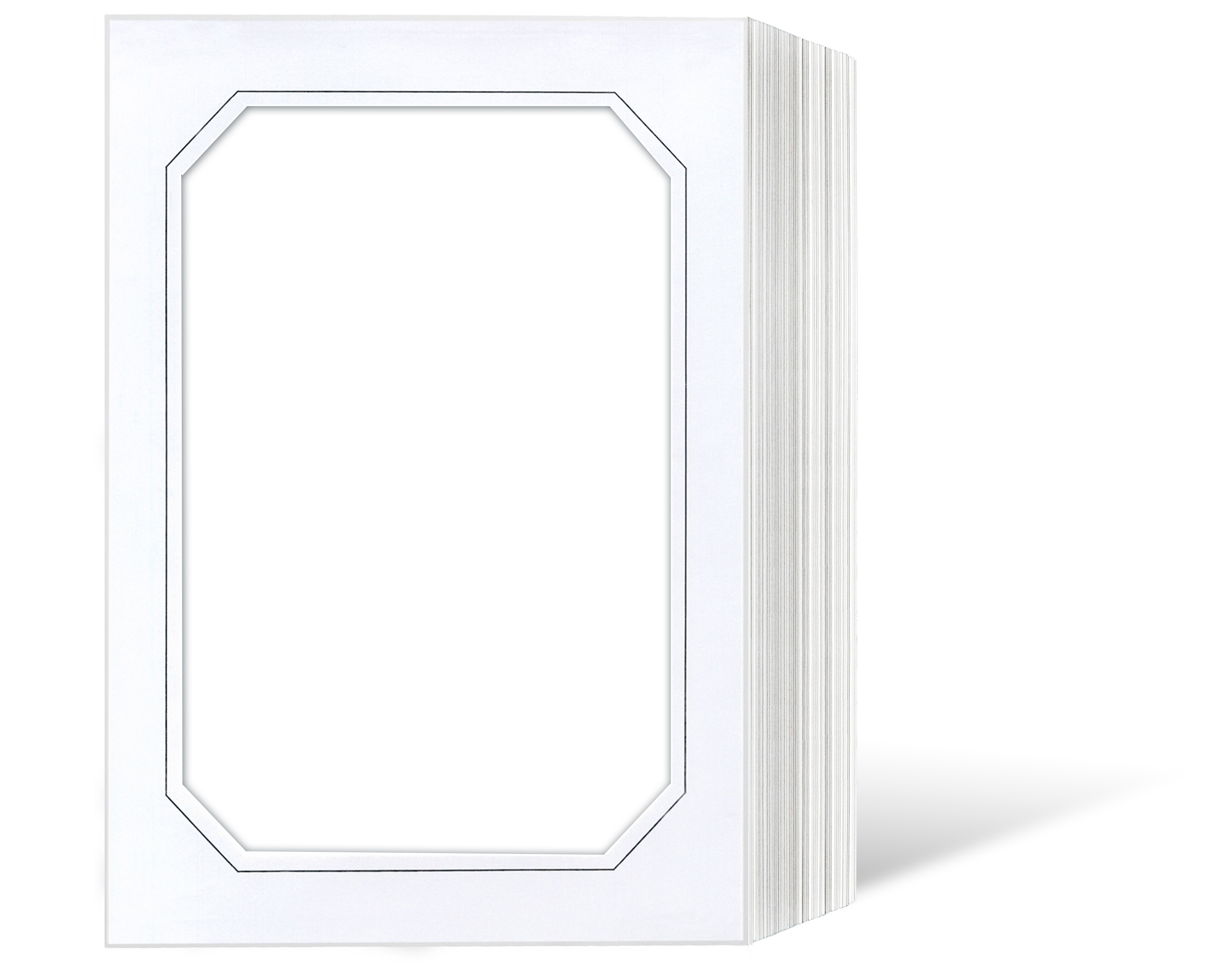 Endlosleporello für 13x18 cm - achteckig - weiß - weiß glänzende Maske - grauer Rand - 50 Teile