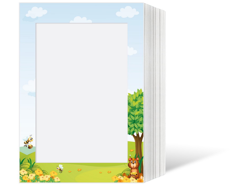 Endlosleporello für 13x18 cm - weiß - weiß mit 4-farbigem Druck Honigbär - 100 Teile