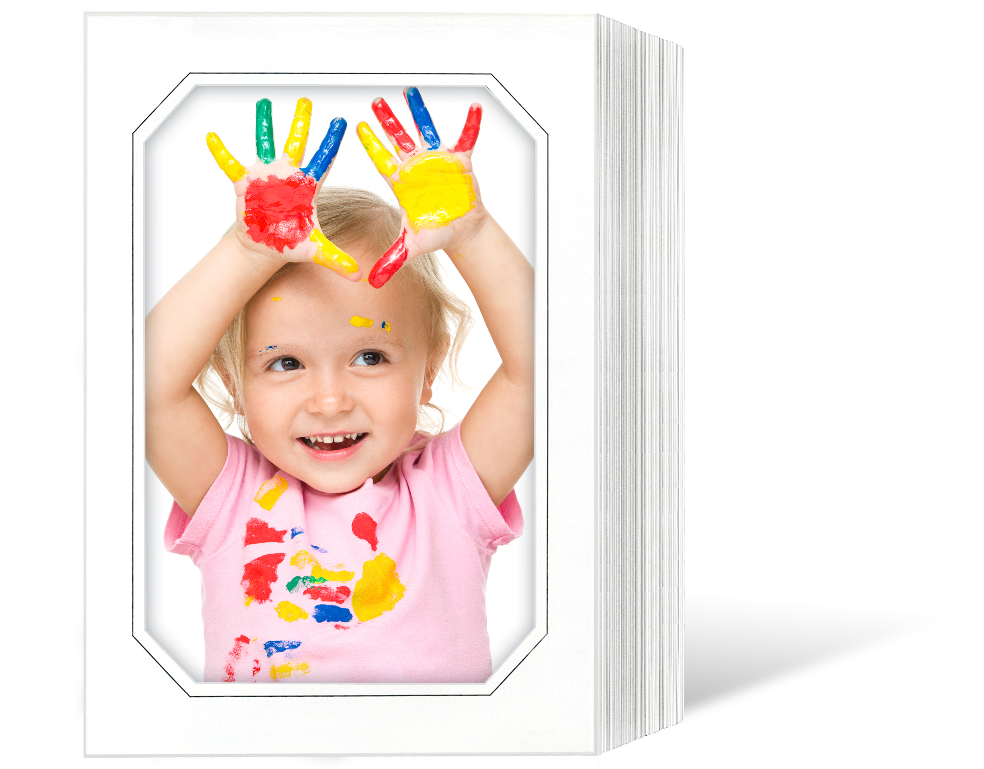 Endlosleporello achteckig für 15x20 cm - weiß - weiße glänzende Maske - grauer Rand - 100 Teile
