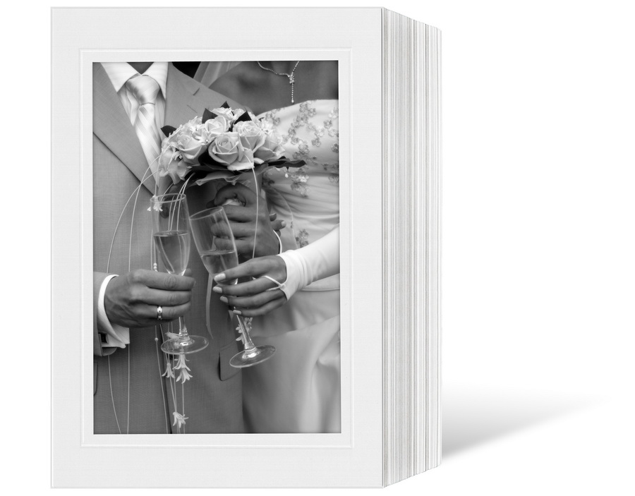 Endlosleporello für 13x18 cm - weiß - weiß lackierte Maske - Blindprägung - 50 Teile