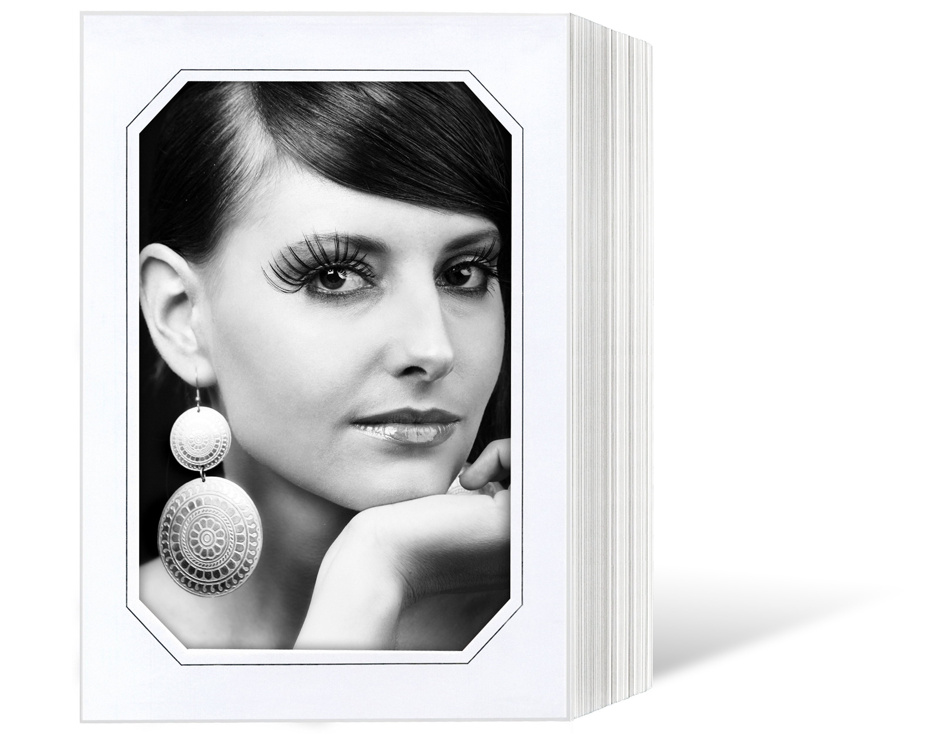 Endlosleporello für 13x18 cm - achteckig - weiß - weiß glänzende Maske - grauer Rand - 50 Teile