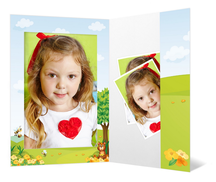 Portraitmappe mit Tasche für 13x18 cm - Motivdruck Honigbär